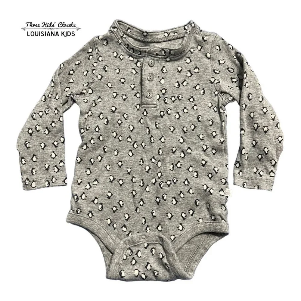 Baby Gap 12-18m Penguin Henley Bodysuit Shirt